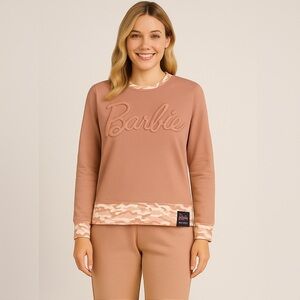 4. Barbie X Ugly Dukling • NWT Pink Sweatshirt with Patterned Trim